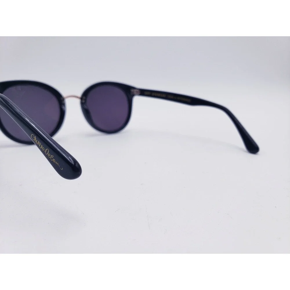 DIFF Eyewear Aubree Sunglasses Black Gold Round Cat Eye Metal Bridge